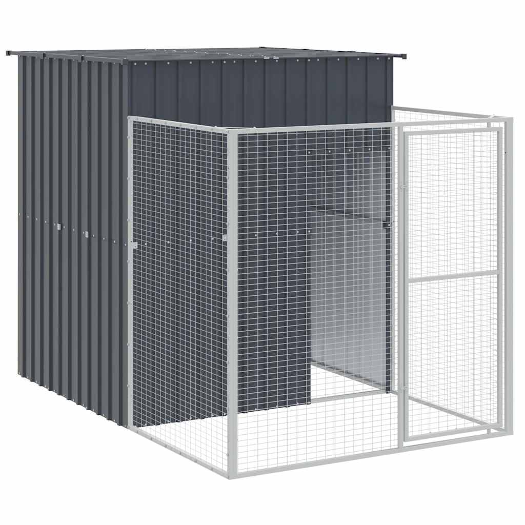 vidaXL Buda dla psa, z wybiegiem, antracytowa, 165x455x181 cm, stal
