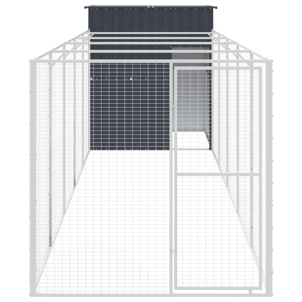 vidaXL Buda dla psa, z wybiegiem, antracytowa, 165x659x181 cm, stal