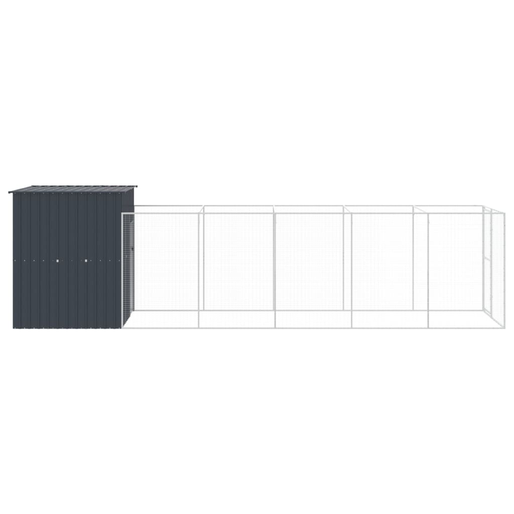 vidaXL Buda dla psa, z wybiegiem, antracytowa, 165x659x181 cm, stal