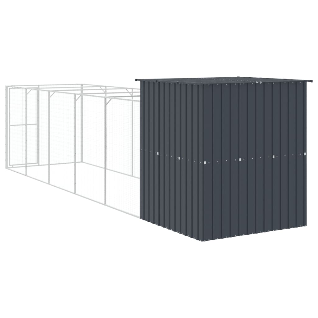 vidaXL Buda dla psa, z wybiegiem, antracytowa, 165x659x181 cm, stal
