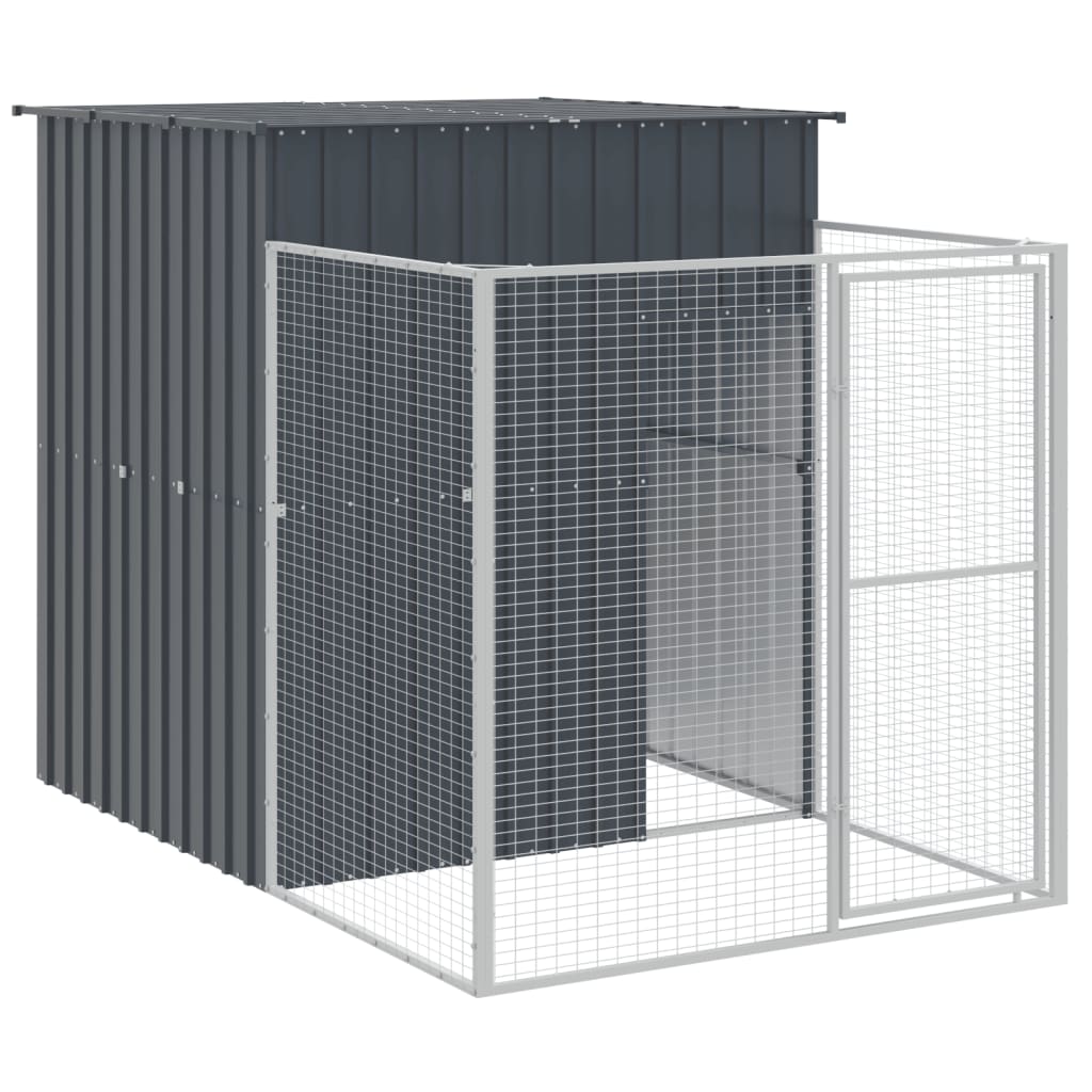 vidaXL Buda dla psa, z wybiegiem, antracytowa, 165x659x181 cm, stal