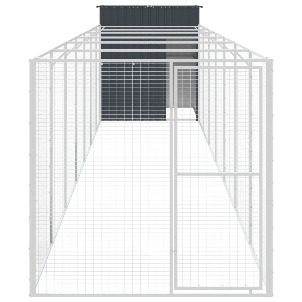 vidaXL Buda dla psa, z wybiegiem, antracytowa, 165x863x181 cm, stal