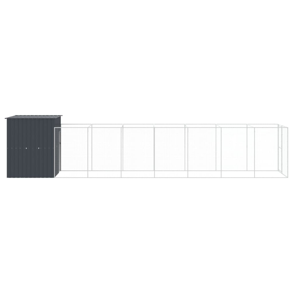vidaXL Buda dla psa, z wybiegiem, antracytowa, 165x863x181 cm, stal