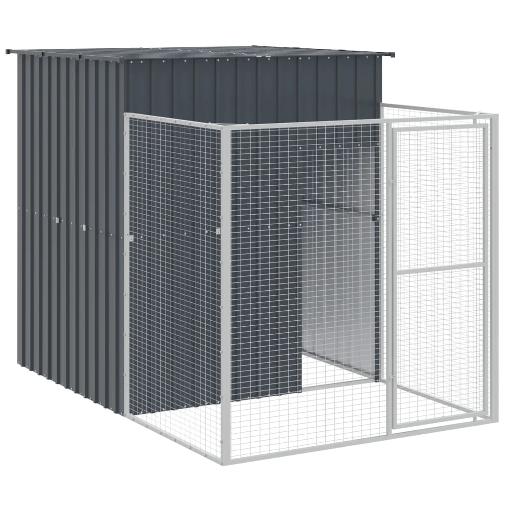 vidaXL Buda dla psa, z wybiegiem, antracytowa, 165x863x181 cm, stal