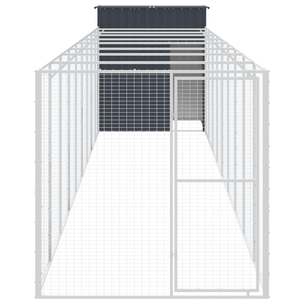 vidaXL Buda dla psa, z wybiegiem, antracytowa, 165x1067x181 cm, stal