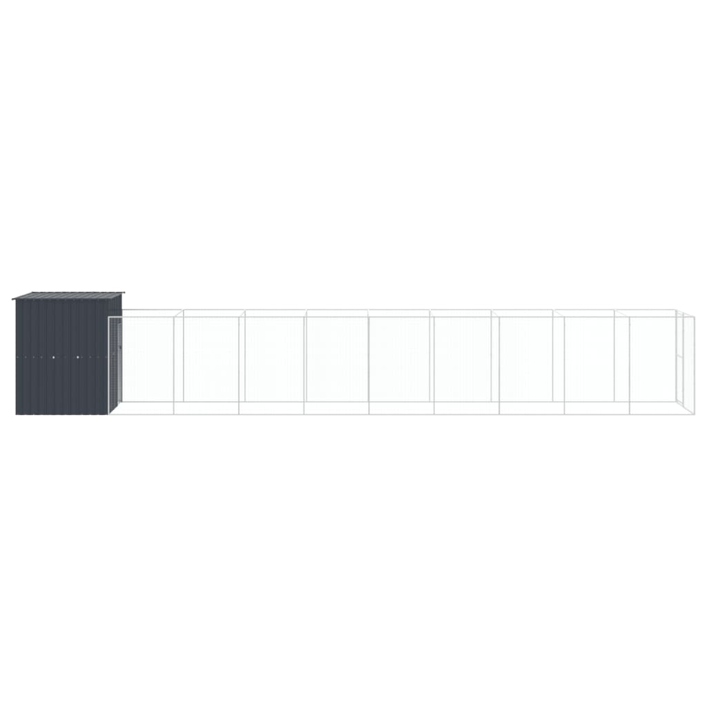 vidaXL Buda dla psa, z wybiegiem, antracytowa, 165x1067x181 cm, stal