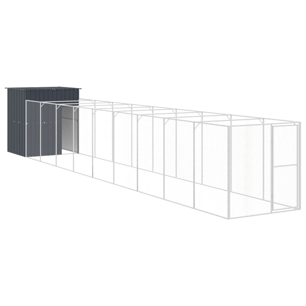 vidaXL Buda dla psa, z wybiegiem, antracytowa, 165x1067x181 cm, stal