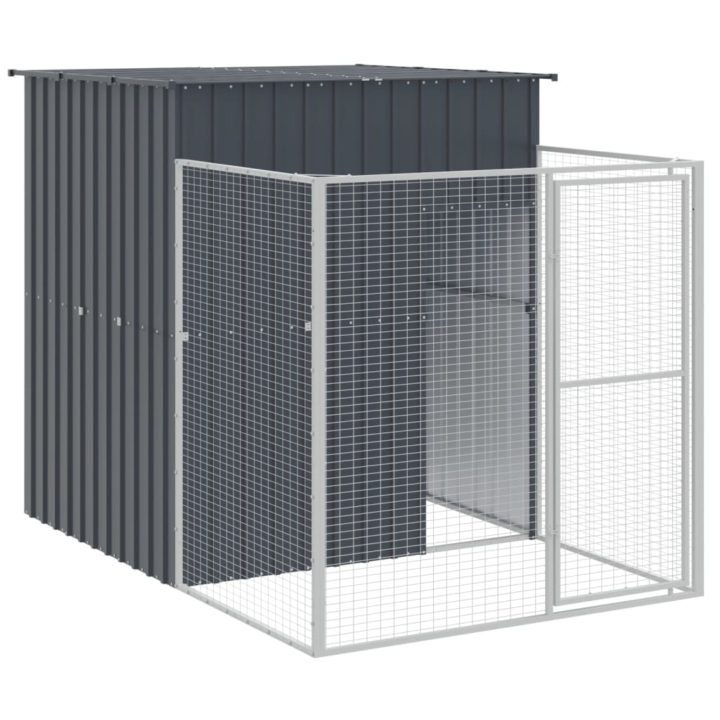 vidaXL Buda dla psa, z wybiegiem, antracytowa, 165x1067x181 cm, stal