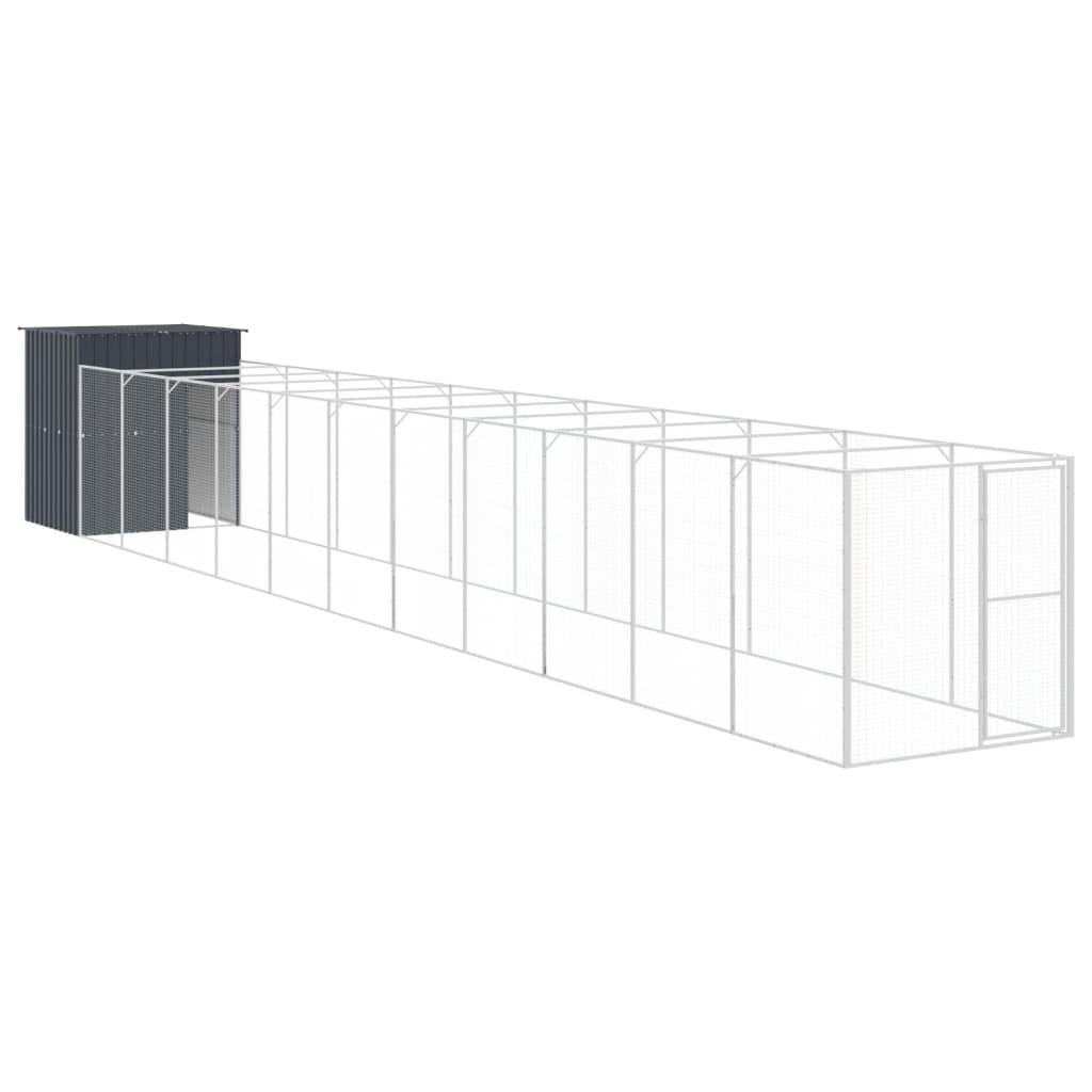 vidaXL Buda dla psa, z wybiegiem, antracytowa, 165x1271x181 cm, stal