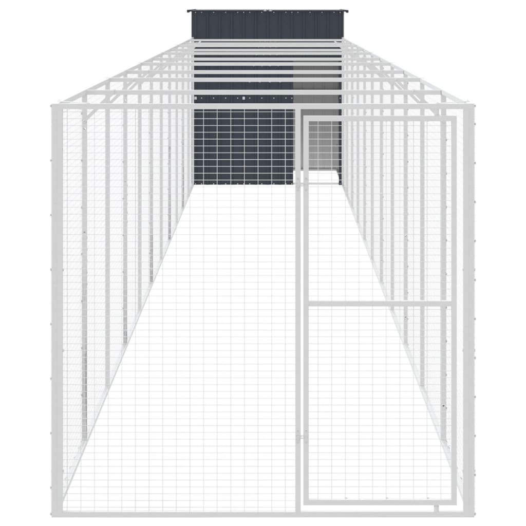 vidaXL Buda dla psa, z wybiegiem, antracytowa, 165x1271x181 cm, stal