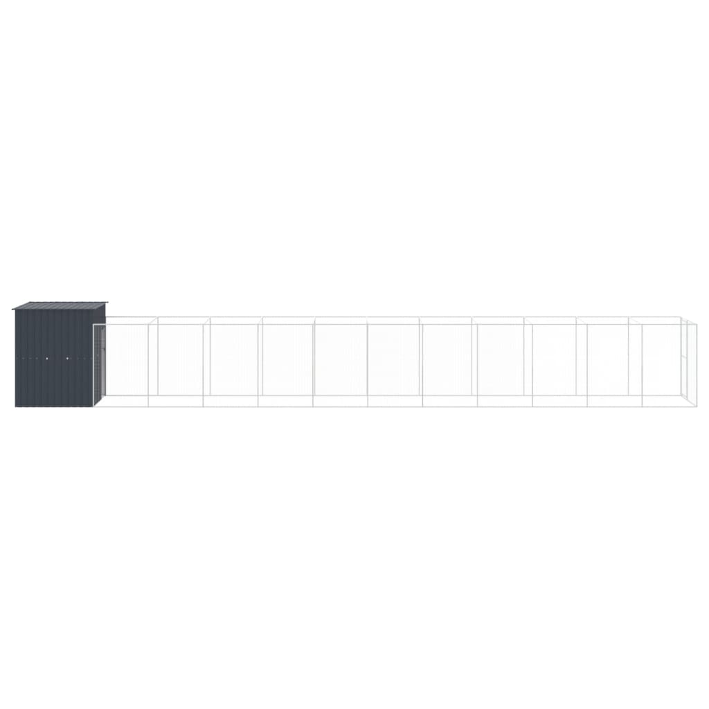 vidaXL Buda dla psa, z wybiegiem, antracytowa, 165x1271x181 cm, stal