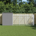 vidaXL Buda dla psa, z wybiegiem, jasnoszara, 165x455x181 cm, stal