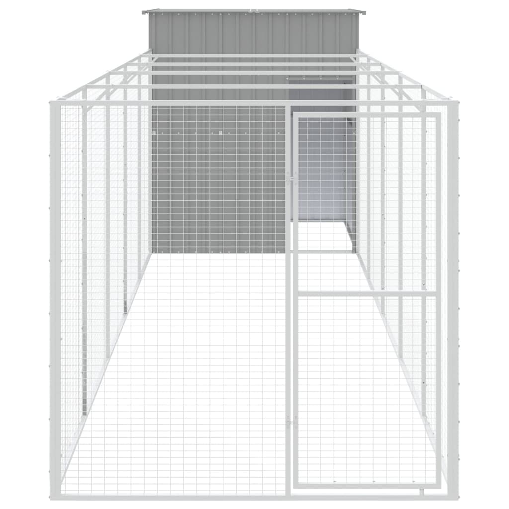 vidaXL Buda dla psa, z wybiegiem, jasnoszara, 165x659x181 cm, stal