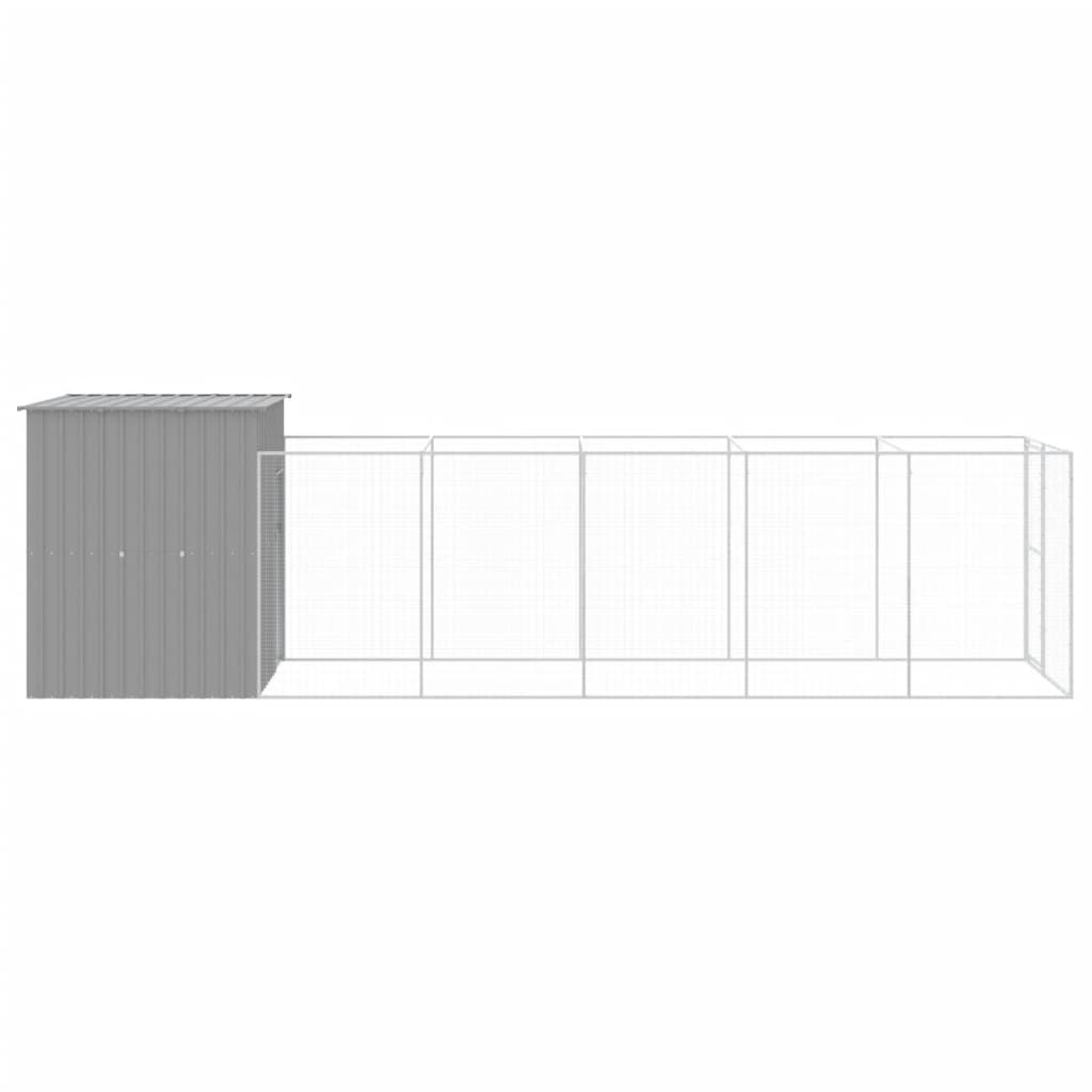 vidaXL Buda dla psa, z wybiegiem, jasnoszara, 165x659x181 cm, stal