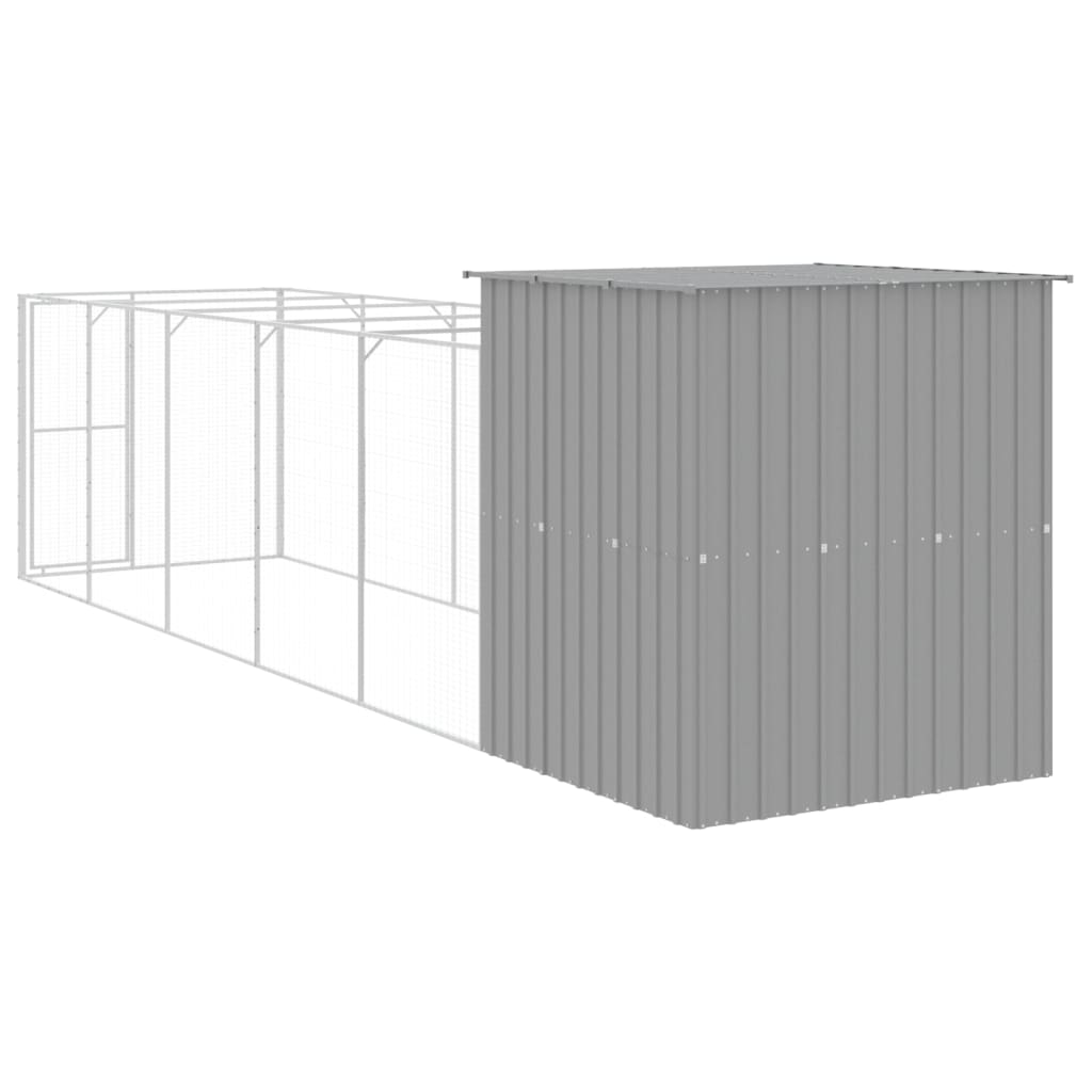 vidaXL Buda dla psa, z wybiegiem, jasnoszara, 165x659x181 cm, stal