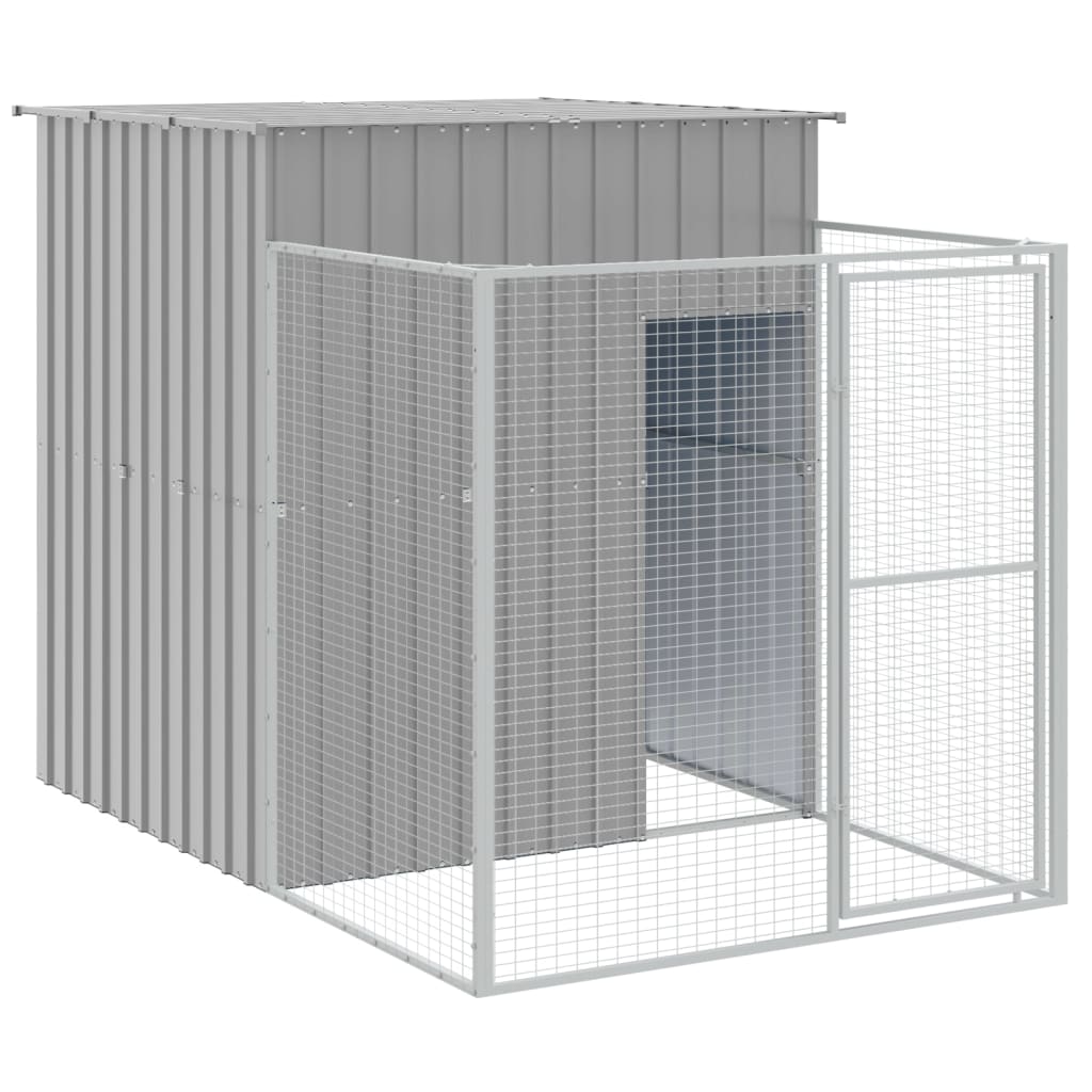 vidaXL Buda dla psa, z wybiegiem, jasnoszara, 165x659x181 cm, stal