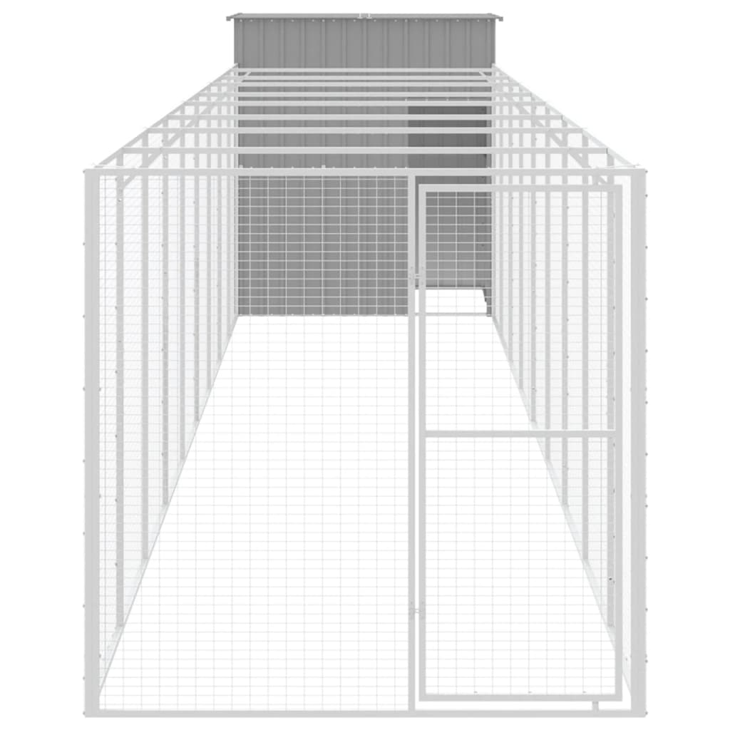 vidaXL Buda dla psa, z wybiegiem, jasnoszara, 165x1067x181 cm, stal