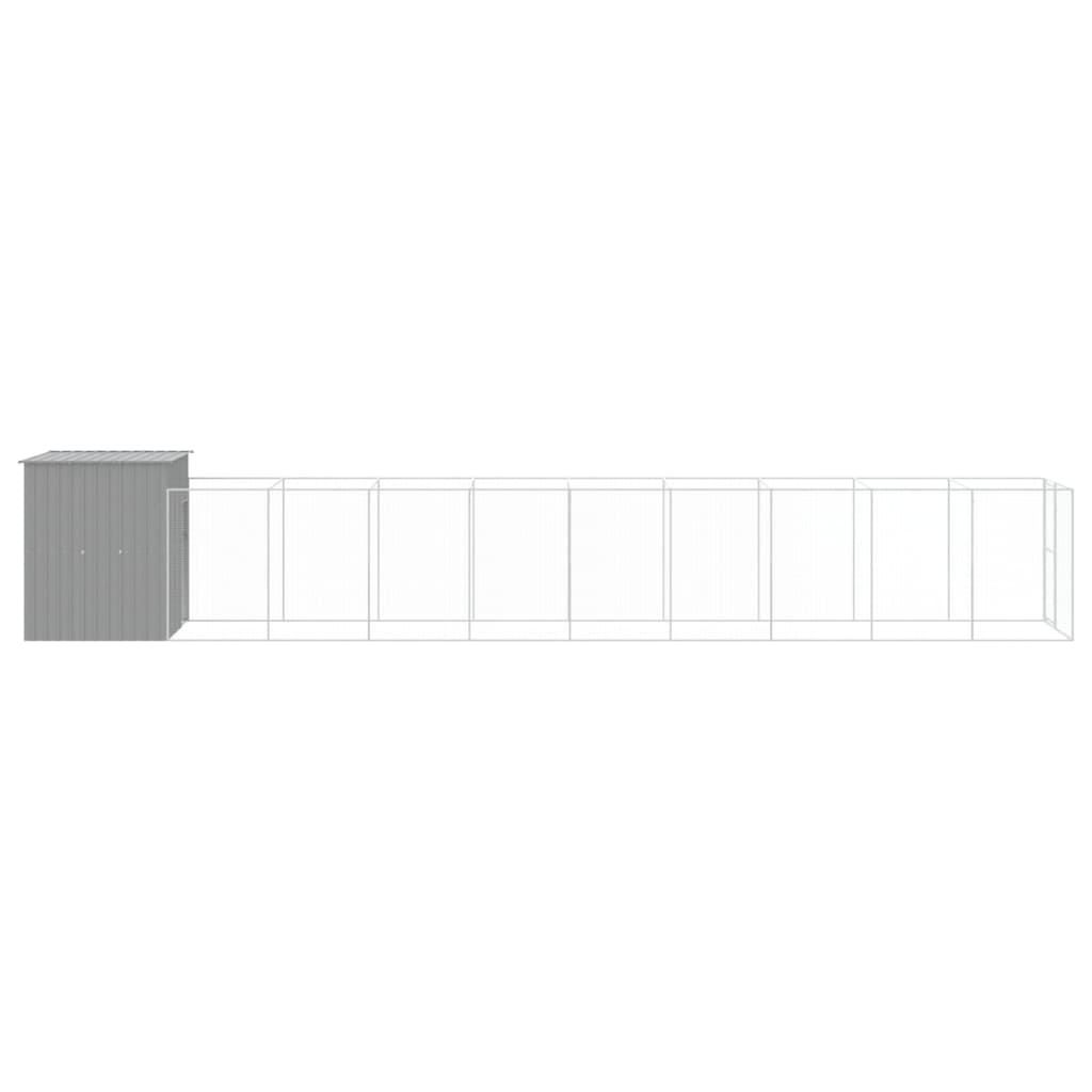 vidaXL Buda dla psa, z wybiegiem, jasnoszara, 165x1067x181 cm, stal