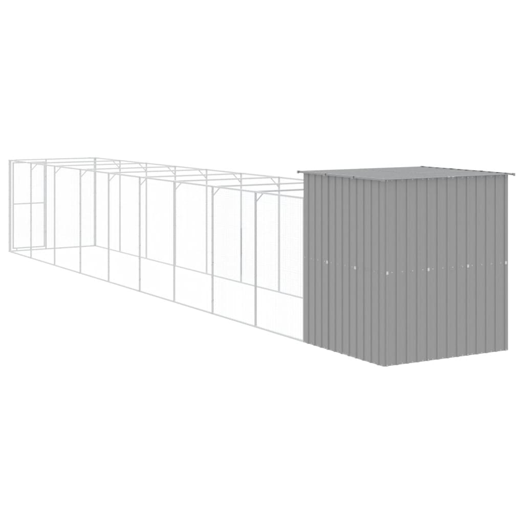 vidaXL Buda dla psa, z wybiegiem, jasnoszara, 165x1067x181 cm, stal