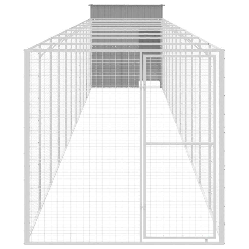 vidaXL Buda dla psa, z wybiegiem, jasnoszara, 165x1271x181 cm, stal