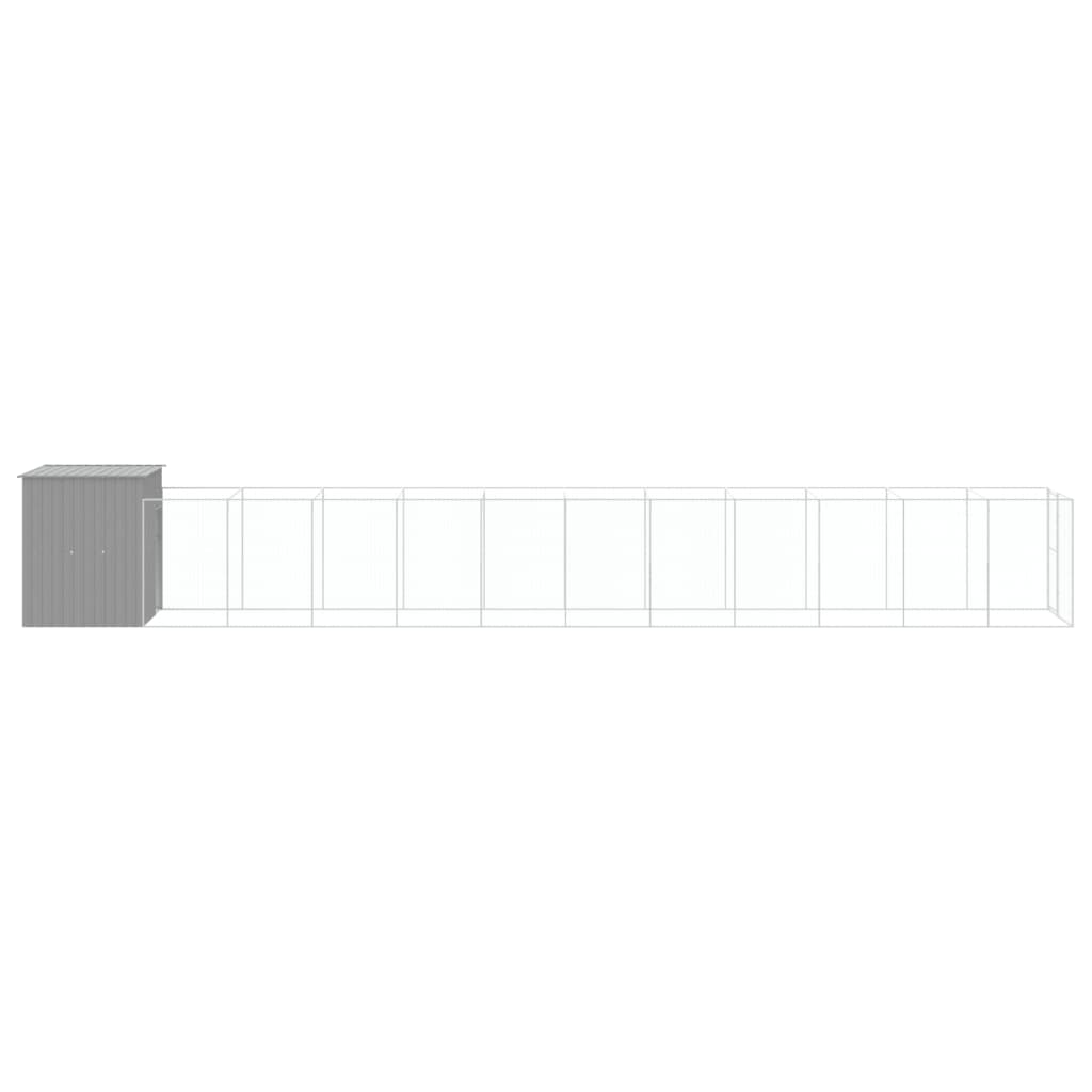 vidaXL Buda dla psa, z wybiegiem, jasnoszara, 165x1271x181 cm, stal