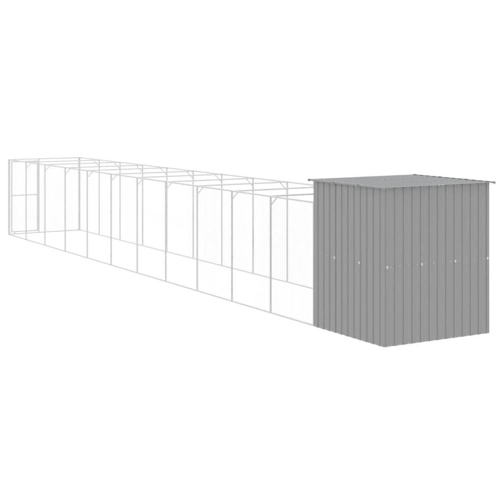 vidaXL Buda dla psa, z wybiegiem, jasnoszara, 165x1271x181 cm, stal