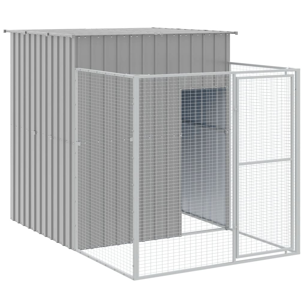 vidaXL Buda dla psa, z wybiegiem, jasnoszara, 165x1271x181 cm, stal