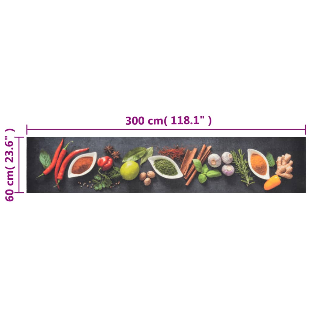 vidaXL Dywanik kuchenny, wzór w przyprawy, 60x300 cm, aksamit