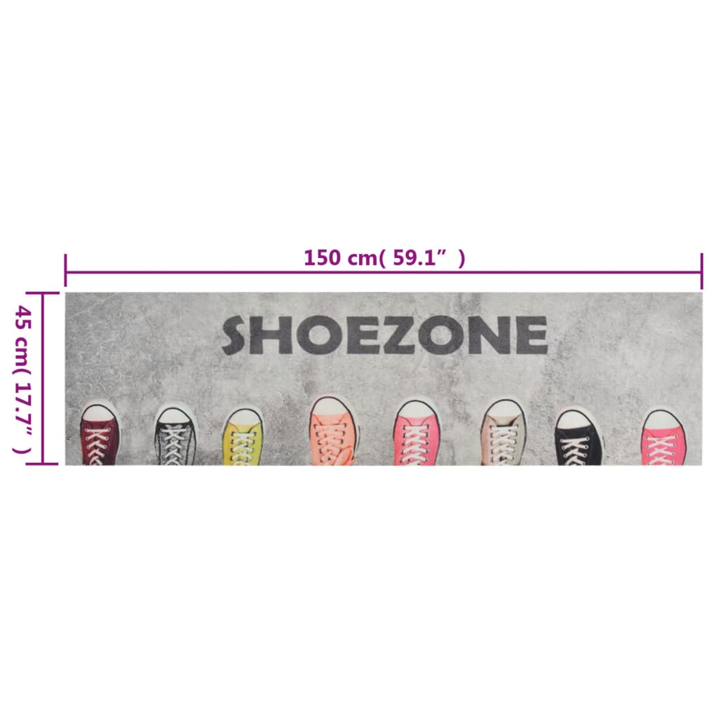 vidaXL Dywanik kuchenny, wzór Shoezone, 45x150 cm, aksamitny