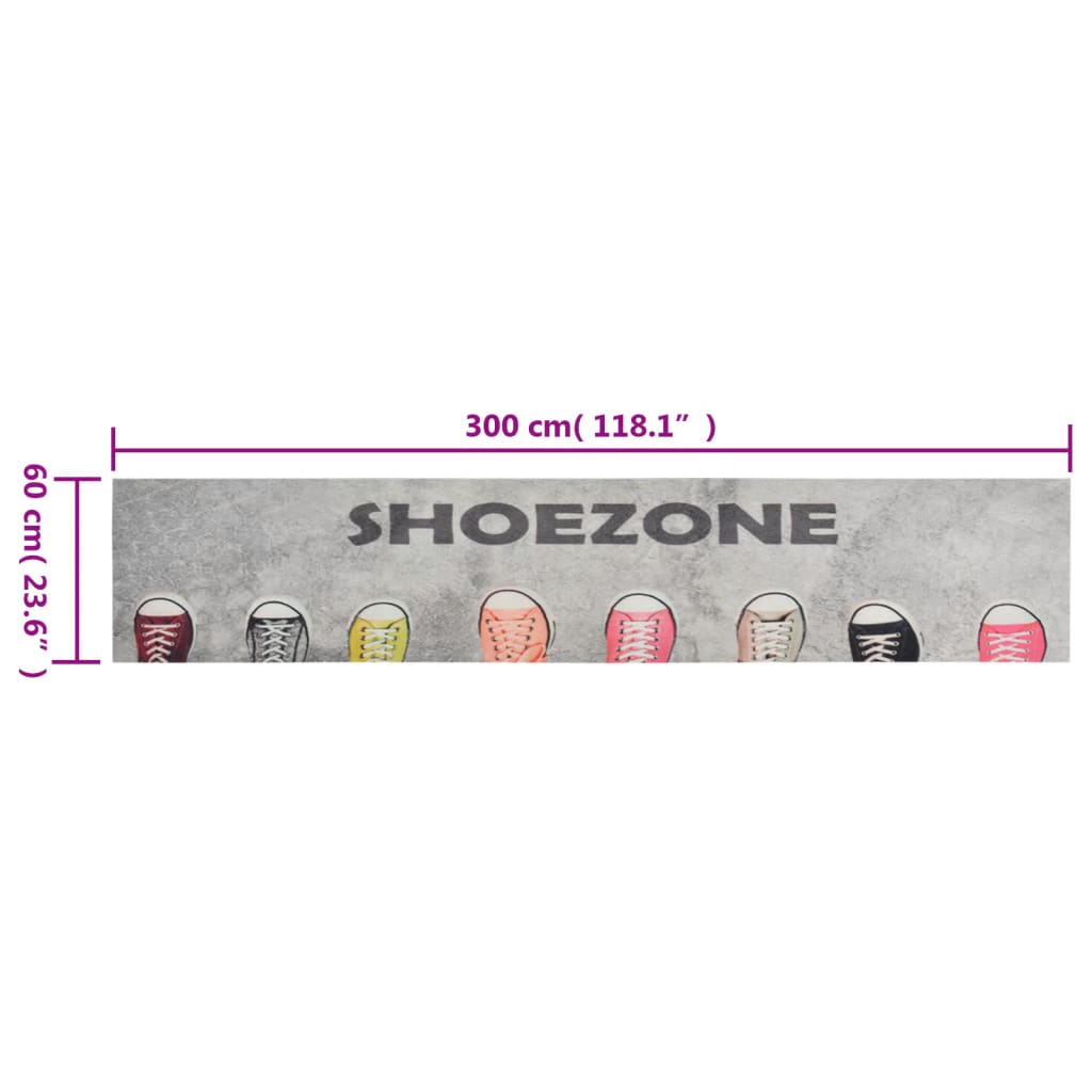 vidaXL Dywanik kuchenny, wzór Shoezone, 60x300 cm, aksamitny