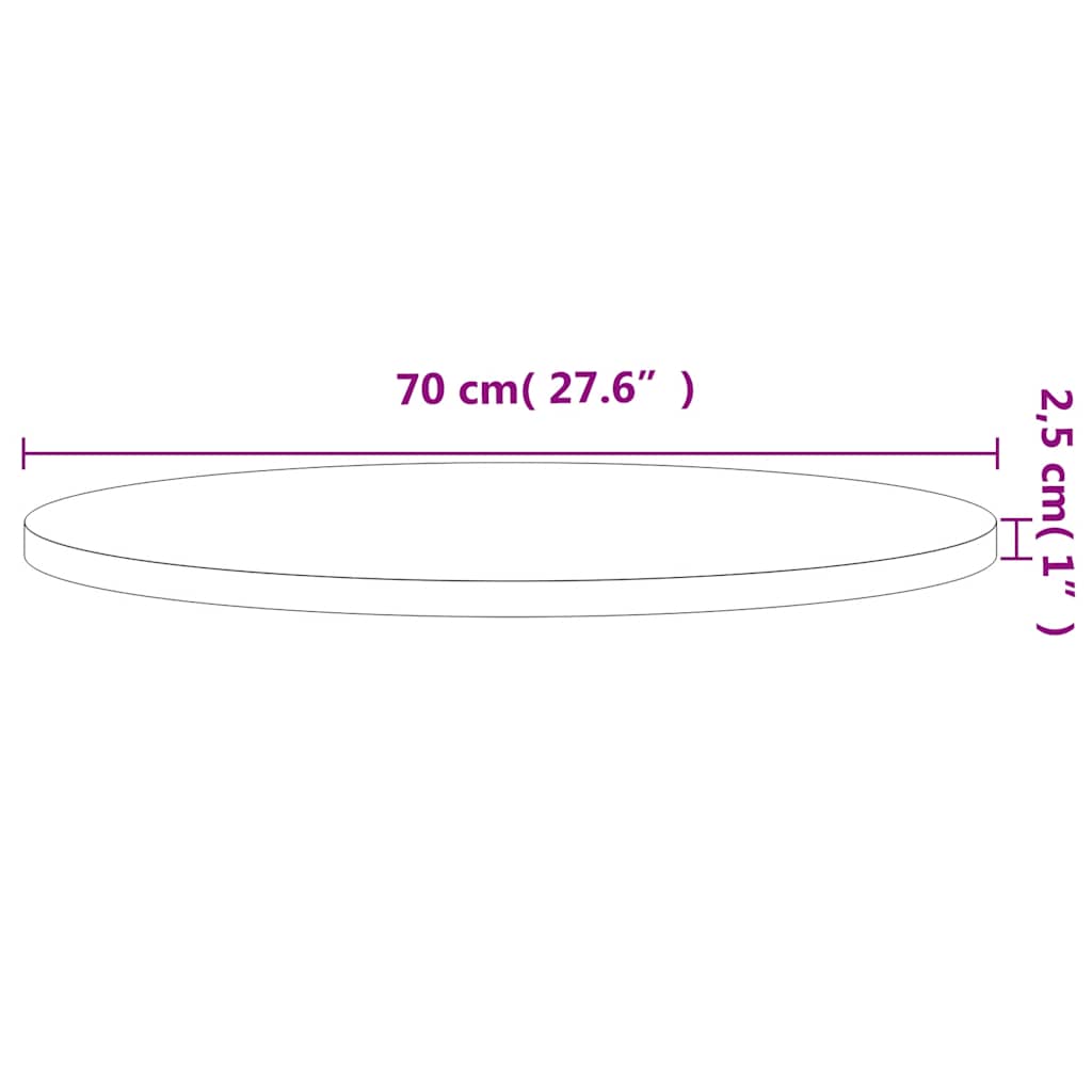 vidaXL Blat do stołu, Ø70x2,5 cm, okrągły, lite drewno bukowe