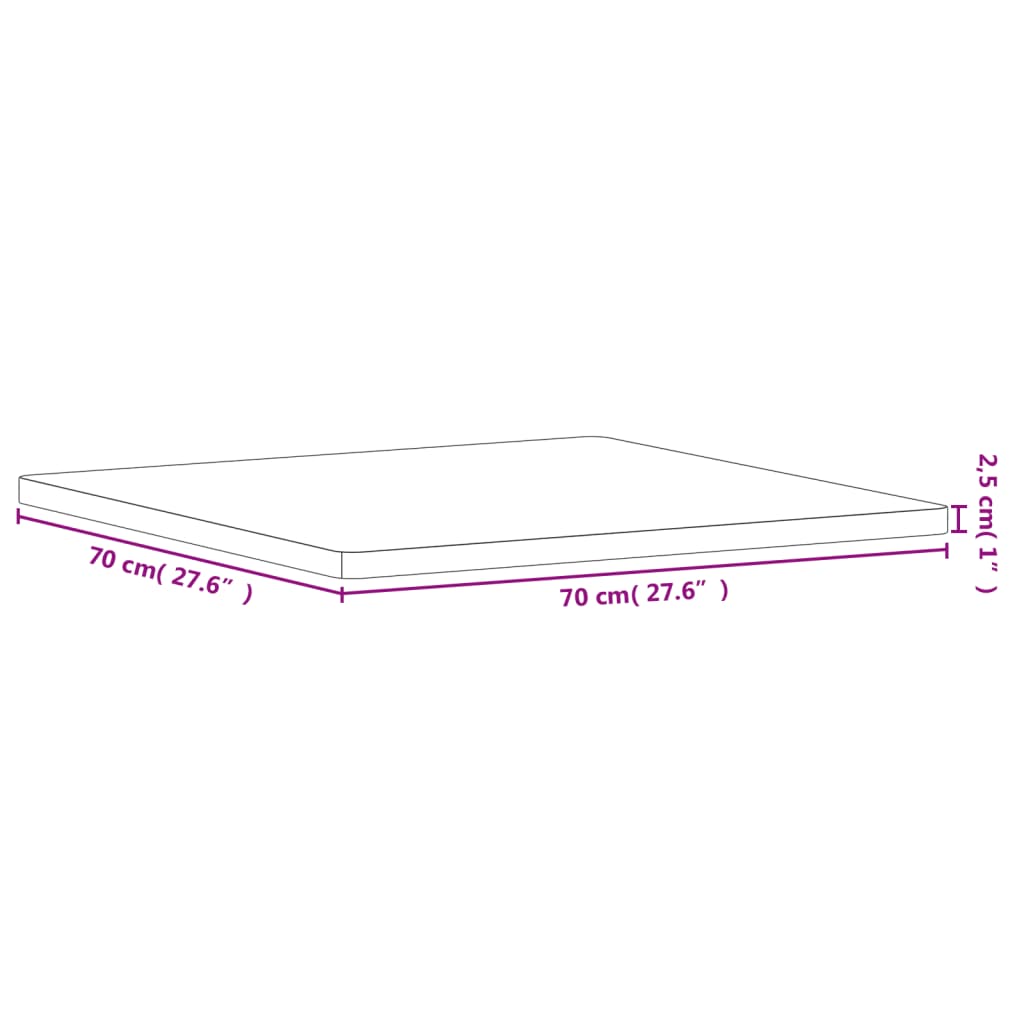vidaXL Blat do stołu, 70x70x2,5 cm, kwadratowy, lite drewno bukowe