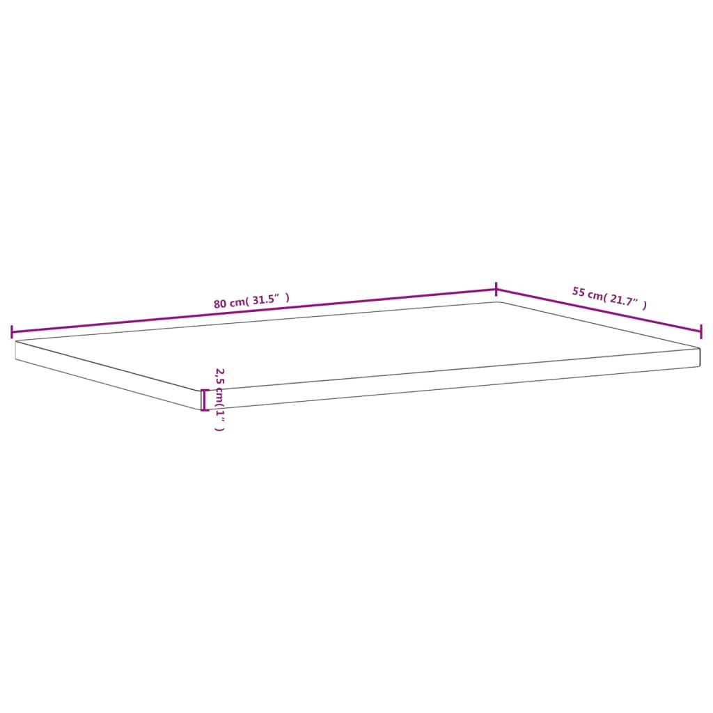 vidaXL Blat do biurka, 80x55x2,5 cm, lite drewno bukowe