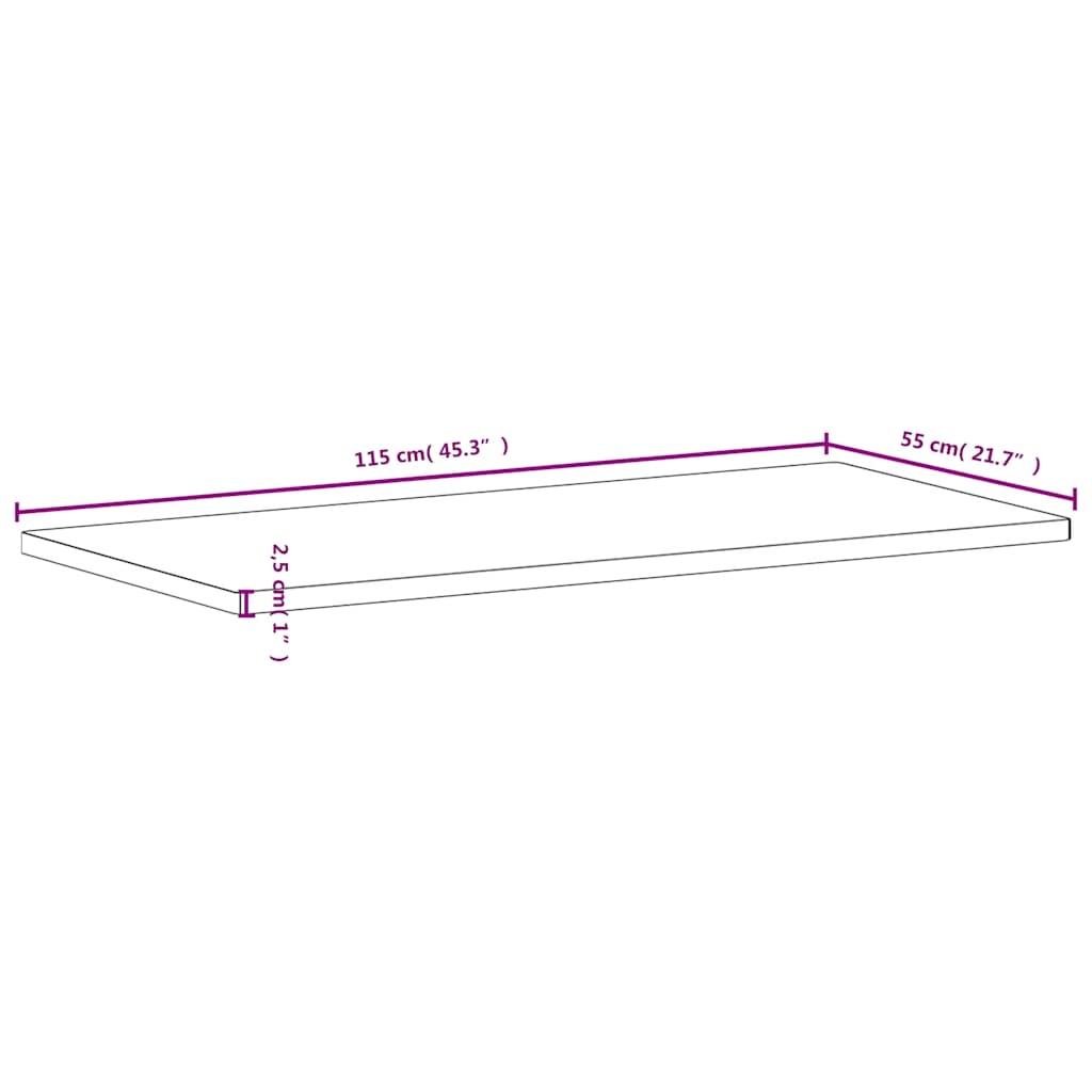 vidaXL Blat do biurka, 115x55x2,5 cm, lite drewno bukowe