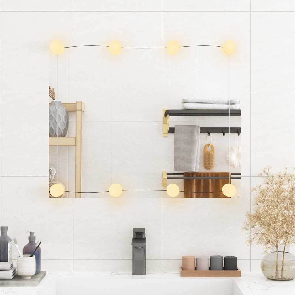vidaXL Lustro ścienne z LED, 50x60 cm, szklane, prostokątne