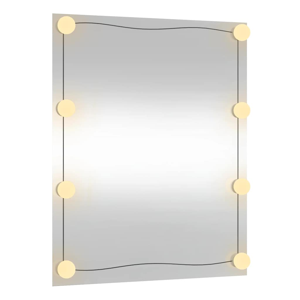 vidaXL Lustro ścienne z LED, 50x60 cm, szklane, prostokątne