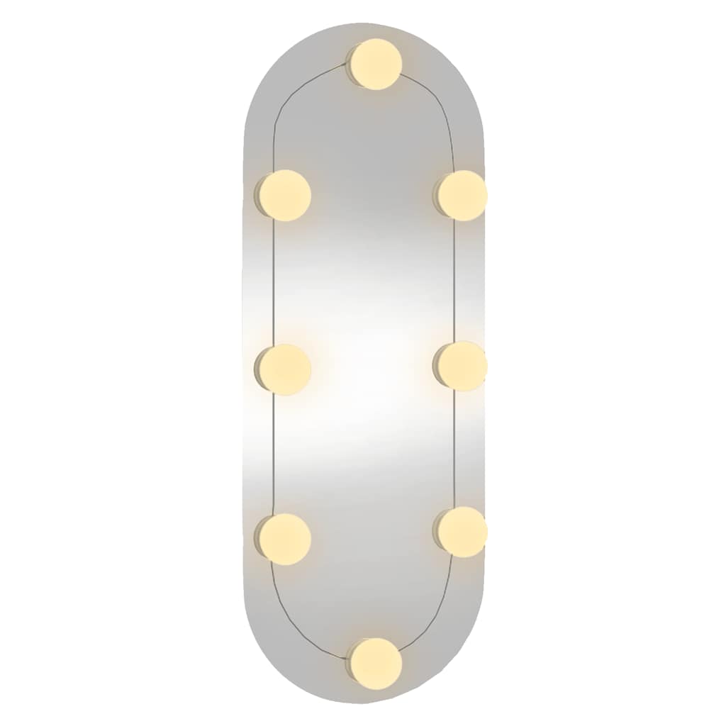 vidaXL Lustro ścienne z LED, 20x50 cm, szklane, owalne