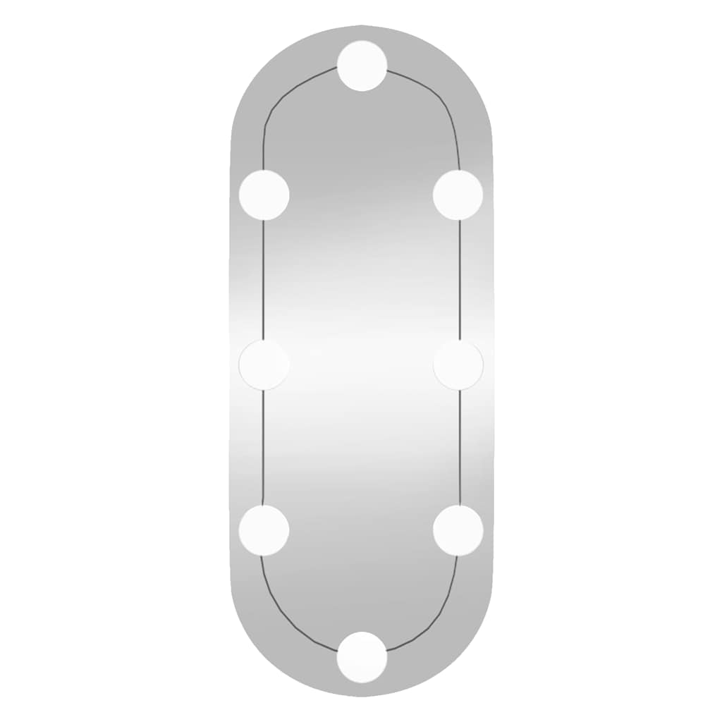 vidaXL Lustro ścienne z LED, 20x50 cm, szklane, owalne