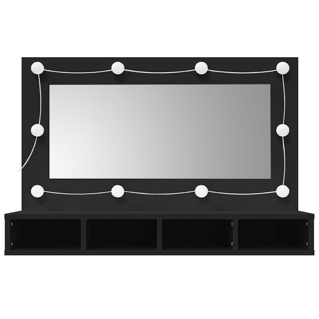 vidaXL Szafka z lustrem i oświetleniem LED, czarna, 90x31,5x62 cm