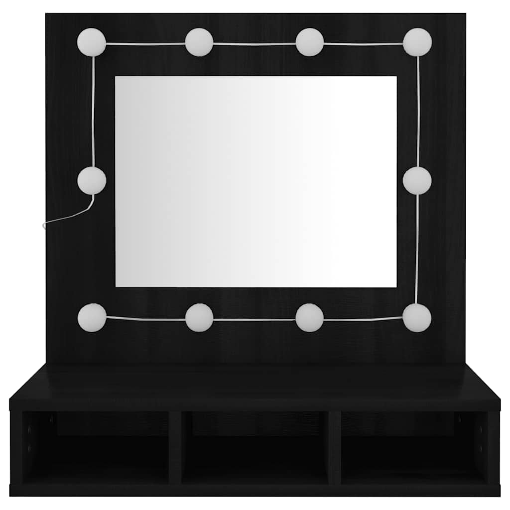 vidaXL Szafka z lustrem i oświetleniem LED, czarna, 60x31,5x62 cm