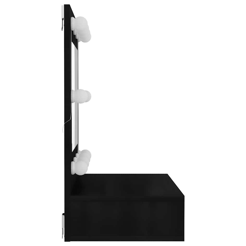 vidaXL Szafka z lustrem i oświetleniem LED, czarna, 60x31,5x62 cm