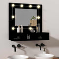 vidaXL Szafka z lustrem i oświetleniem LED, czarna, 60x31,5x62 cm