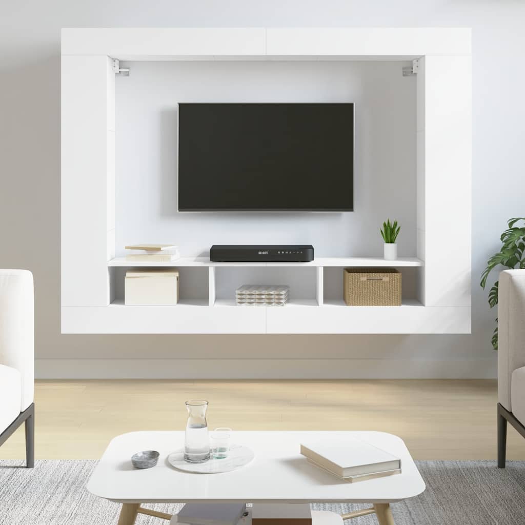 vidaXL Szafka pod TV, biała, 152x22x113 cm, materiał drewnopochodny