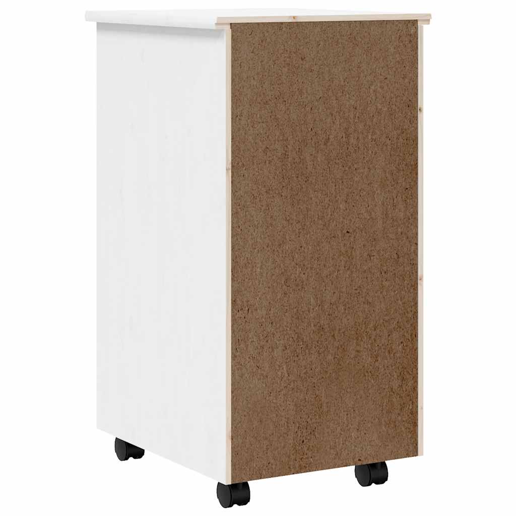 vidaXL Szafka na kółkach MOSS, z szufladami, biała, sosna