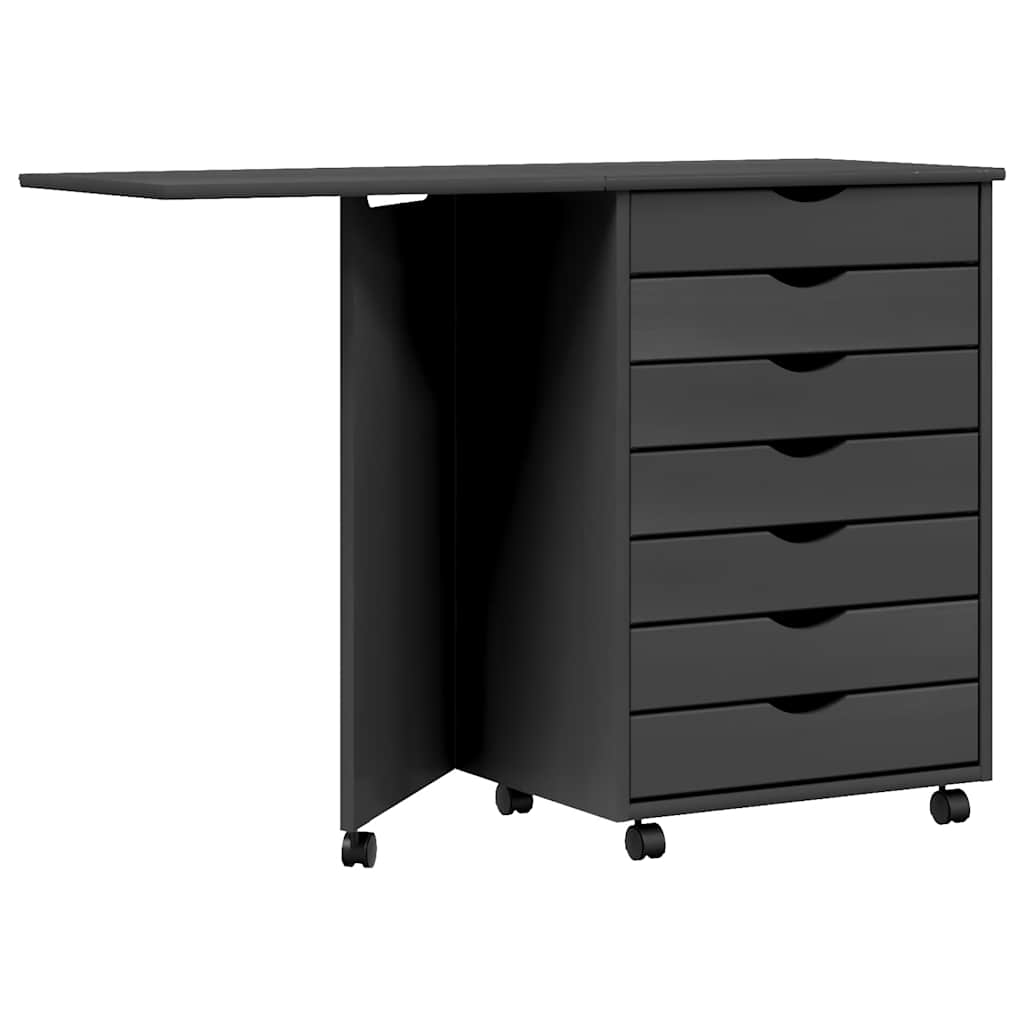 vidaXL Szafka na kółkach z biurkiem MOSS, szara, drewno sosnowe