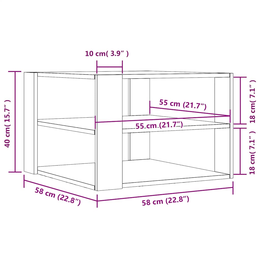 vidaXL Stolik kawowy, kolor dąb sonoma, 58x58x40 cm