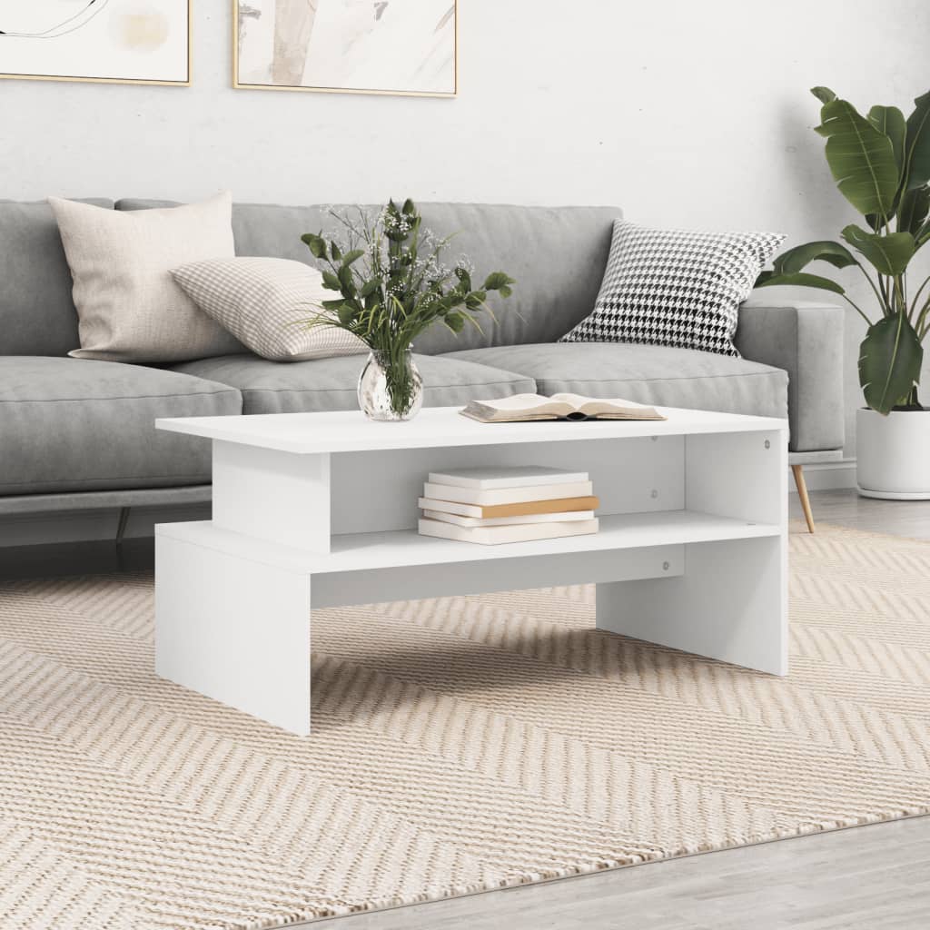 vidaXL Stolik kawowy, biały, 90x55x42,5 cm, materiał drewnopochodny