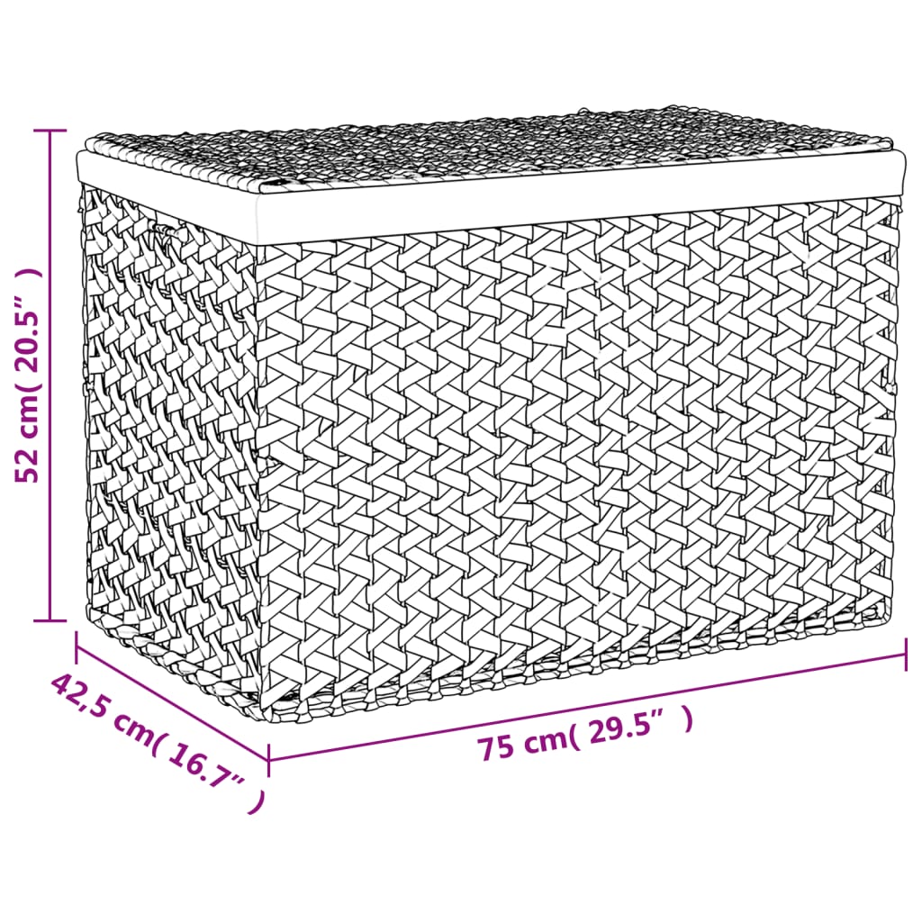 vidaXL Kosz na pranie z 3 przegrodami, 75x42,5x52 cm, hiacynt wodny
