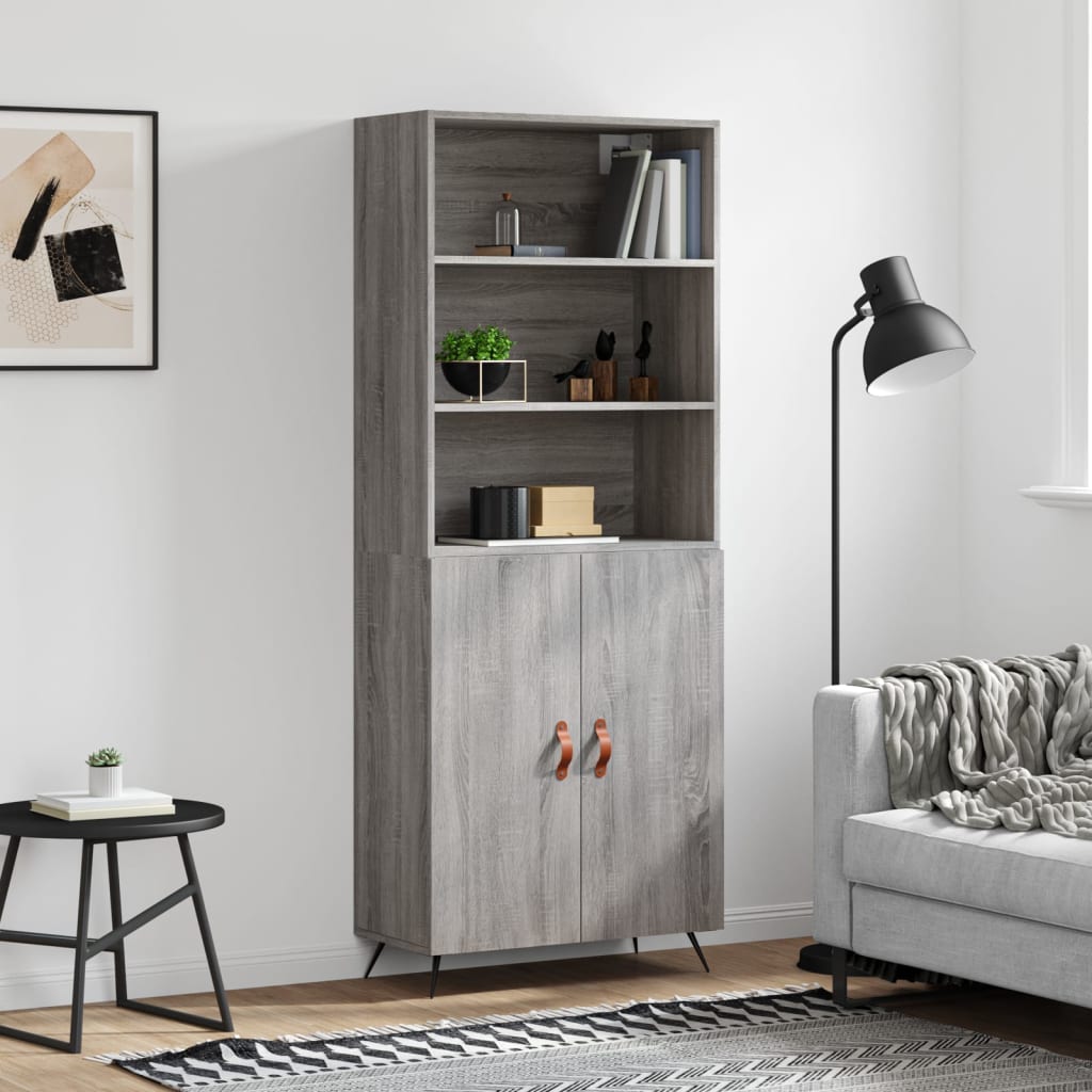 vidaXL Witrynka szary dąb sonoma 69,5x34x180cm materiał drewnopochodny