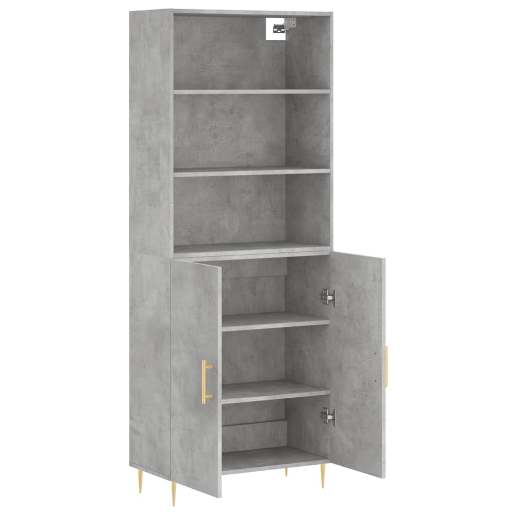 vidaXL Witrynka, szarość betonu 69,5x34x180 cm materiał drewnopochodny